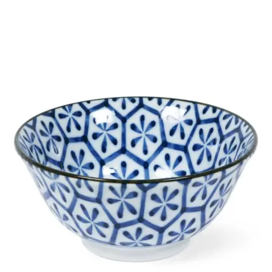 Miya Company Hana Kikkou Ceramic Bowl 6 Inch Japanese Style Decorative Serving Dish