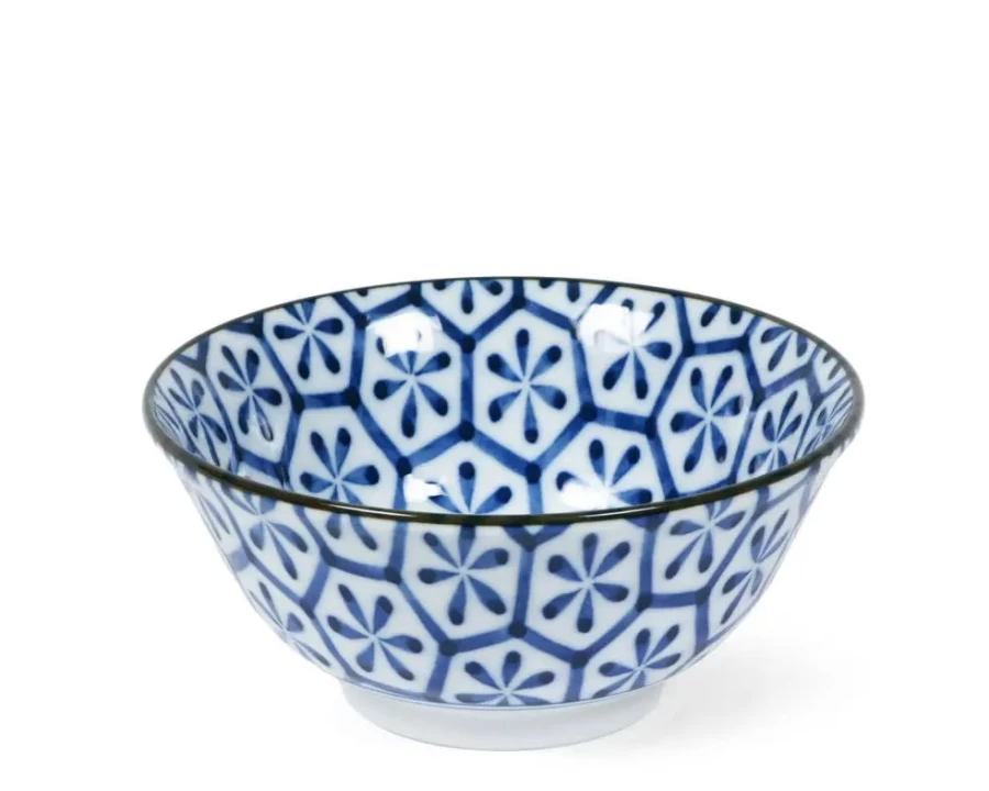 Miya Company Hana Kikkou Ceramic Bowl 6 Inch Japanese Style Decorative Serving Dish