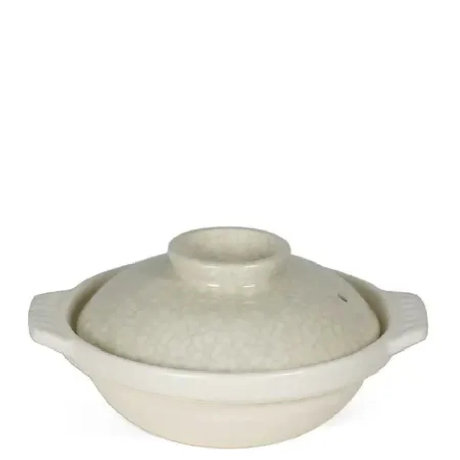 Miya Company Sumi Kannyu White Donabe Casserole Pot, 13 Oz Traditional Japanese Clay Pot for Cooking, Serving, and Hot Pot
