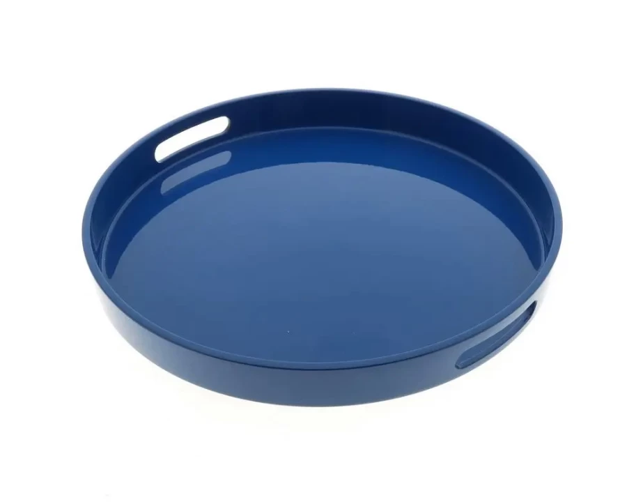 Miya Company 13.5 Inch Round Blue Serving Tray - Durable & Stylish Tableware for Dining & Decor