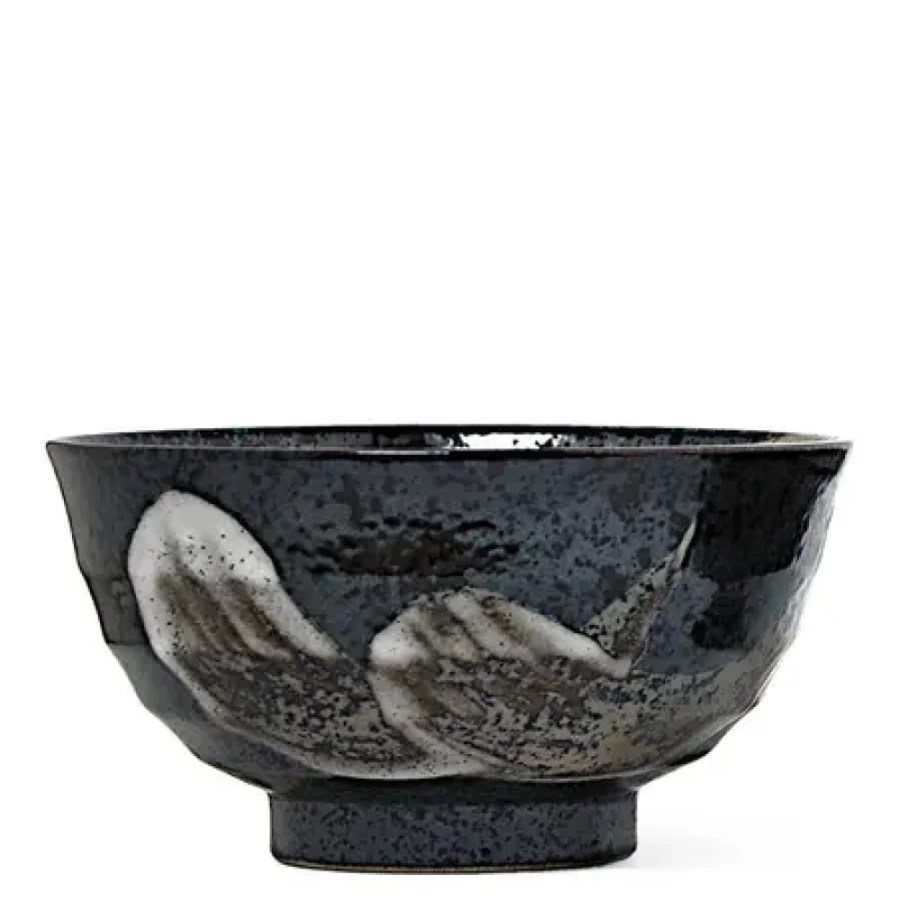 Miya Company 6.75" Asian Noodle Soup Bowl with Artistic Brush Stroke Design