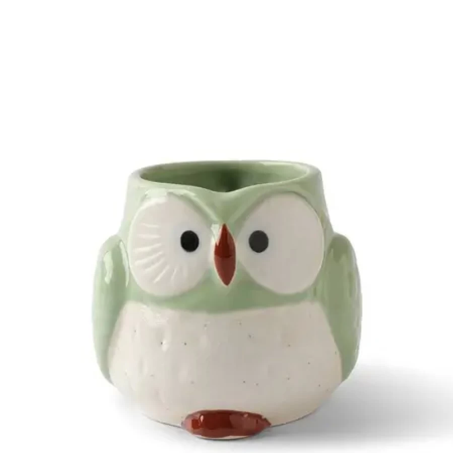 "Miya Company Green Owl Mug – Cute Ceramic Coffee Cup with Owl Design"