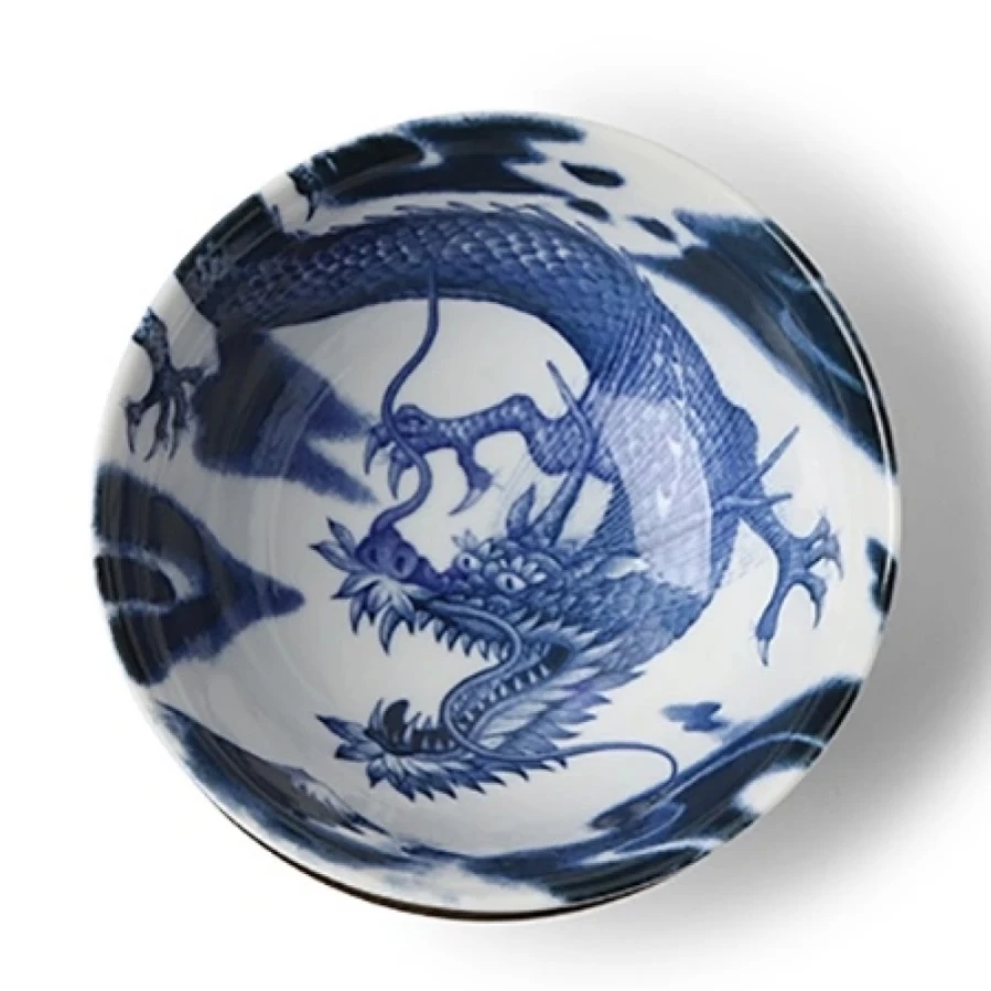 Miya Company Flying Dragon 8.25 Inch Ceramic Bowl – Handcrafted Asian Inspired Design