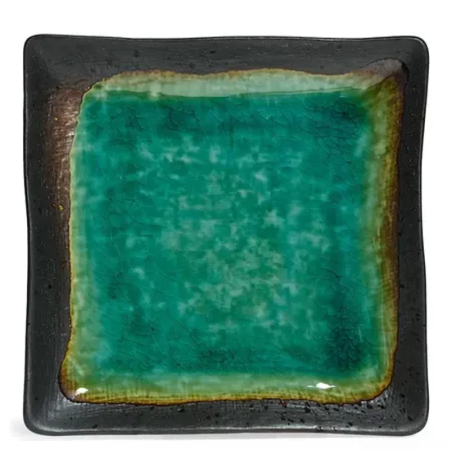 Miya Company Kosui Green 7-Inch Square Ceramic Plate - Elegant Dining & Serving Dish