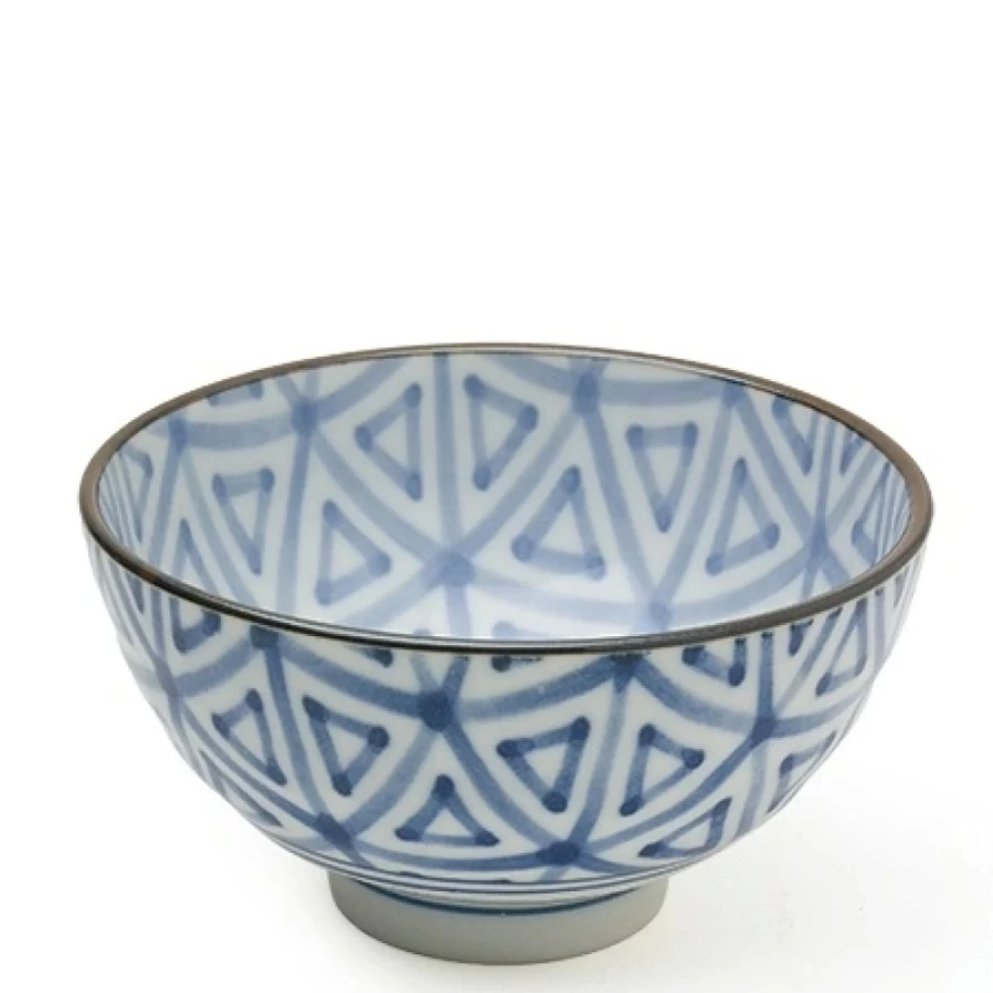 Miya Company 4.25 Inch Japanese Sankaku Triangle Rice Bowl – Premium Ceramic Monyou Design for Dining