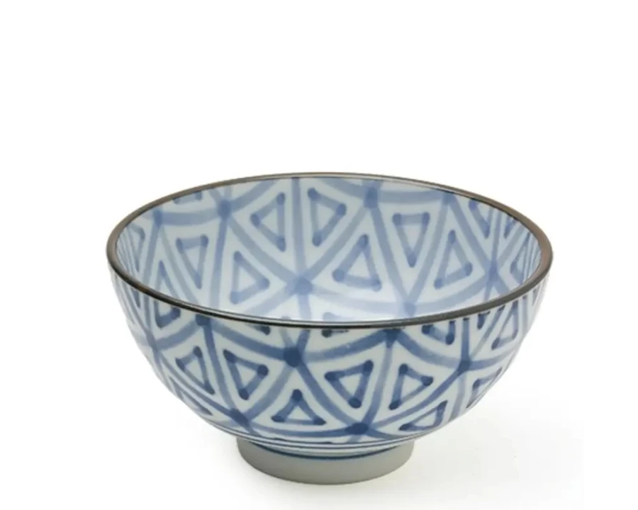 Miya Company 4.25 Inch Japanese Sankaku Triangle Rice Bowl – Premium Ceramic Monyou Design for Dining