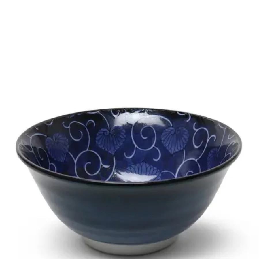 Miya Company Aoi Karakusa 6-Inch Ceramic Bowl - Handcrafted Japanese Design