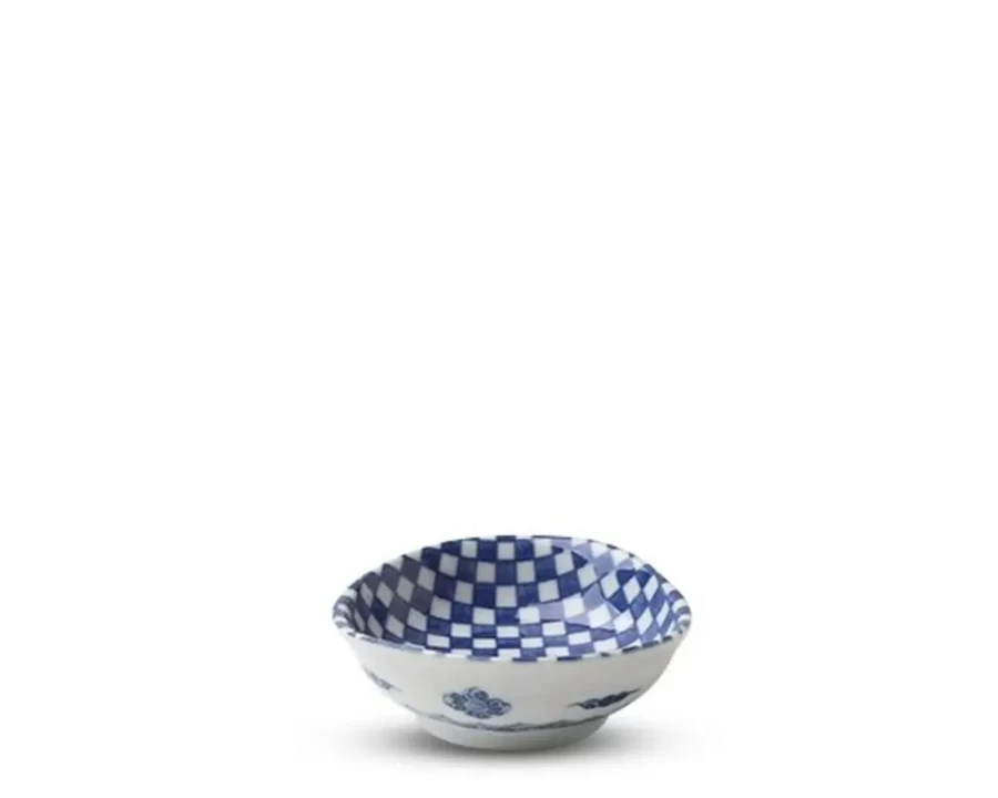 Miya Company Blue & White Ichimatsu Pattern 3.75 Inch Ceramic Sauce Dish
