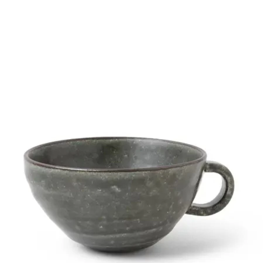 Miya Company 8Oz Forest Green La Terre Latte Mug - Ceramic Coffee Cup with Handle