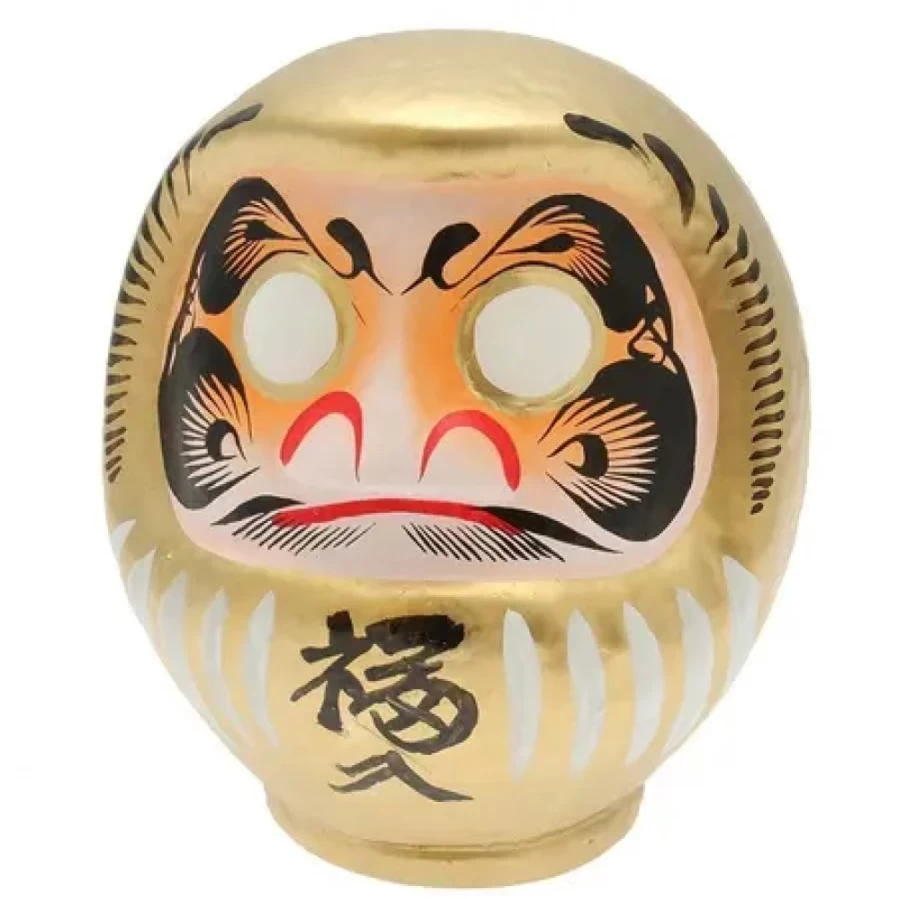 Miya Company Daruma Doll Gold 7.75 Inch Wealth Luck Fortune Japanese Traditional Symbol