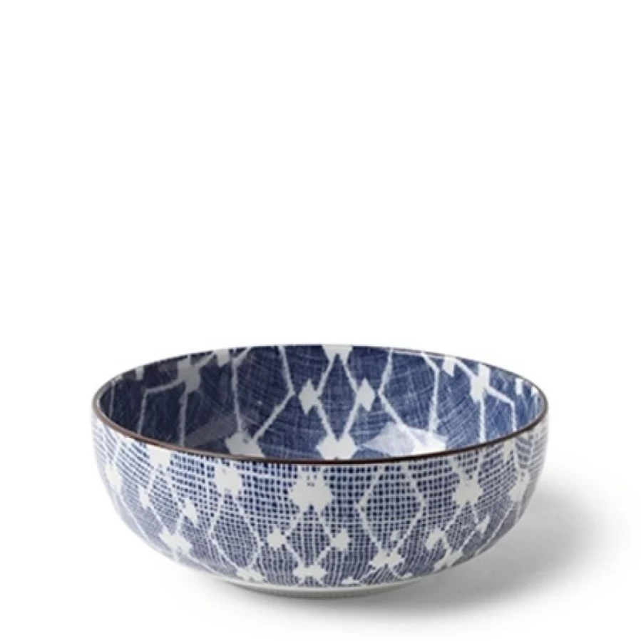 Miya Company Aizome Hishi 7-Inch Ceramic Bowl – Handcrafted Japanese Style Dining & Serving Dish