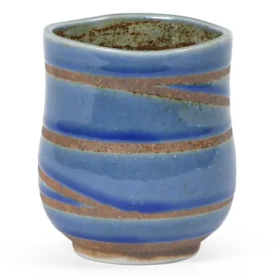 Miya Company Blue Swirl Porcelain Teacup - 10 Oz. Handcrafted Ceramic Tea Cup with Unique Design