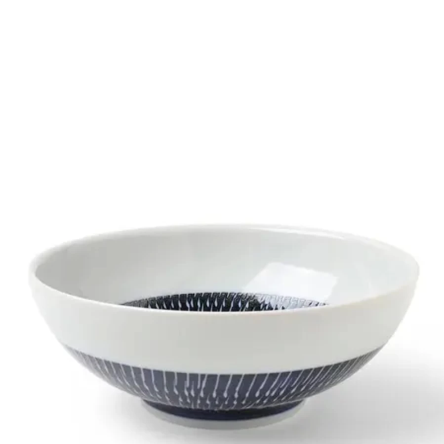 Miya Company Indigo Tobi Kanna Bowl 8-3/8" - Handcrafted Ceramic Serving Dish for Japanese Cuisine