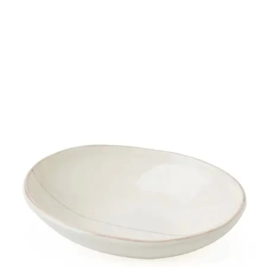 Miya Company Shiratama Japanese Oval Ceramic Bowl 6.5" x 5" Handcrafted Rice Soup Dish