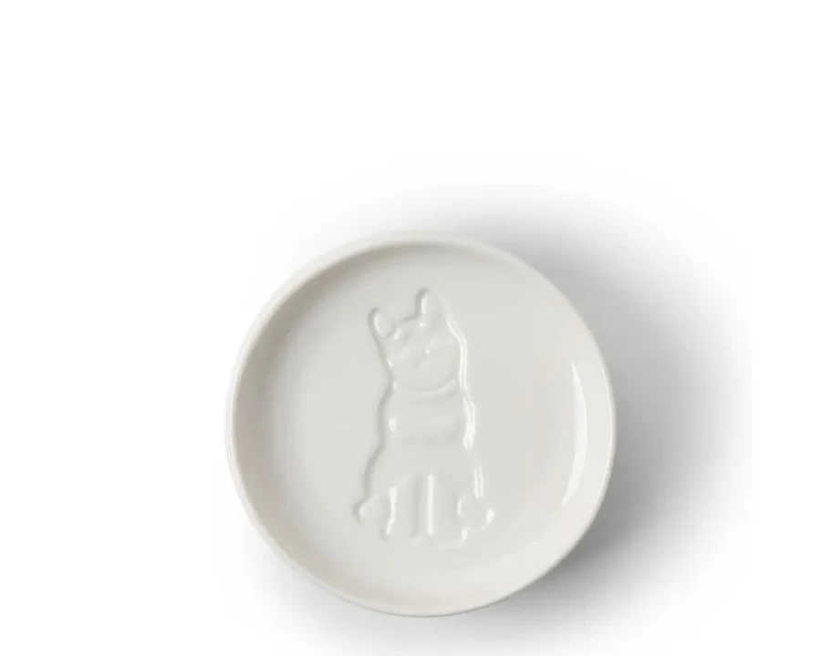 "Miya Company Ceramic Sauce Dish for Dogs - Durable Pet Feeding Bowl with Non-Slip Base"