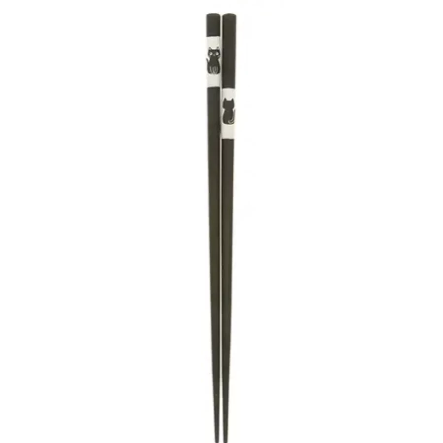 "Black Cat Chopsticks Set - Elegant Japanese Kitchenware by Miya Company"