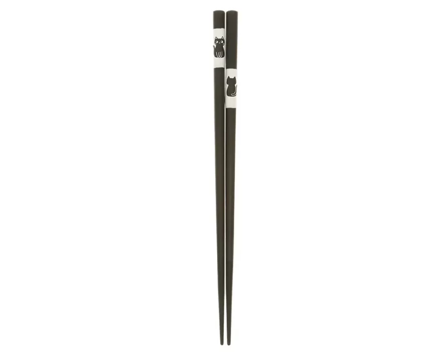 "Black Cat Chopsticks Set - Elegant Japanese Kitchenware by Miya Company"
