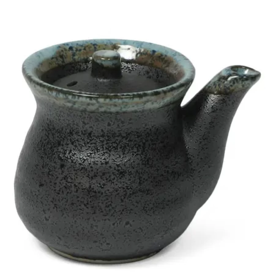 Miya Company 8 Oz. Black Round Sauce Pot - Tetsuyu Style Cooking Pot for Kitchen