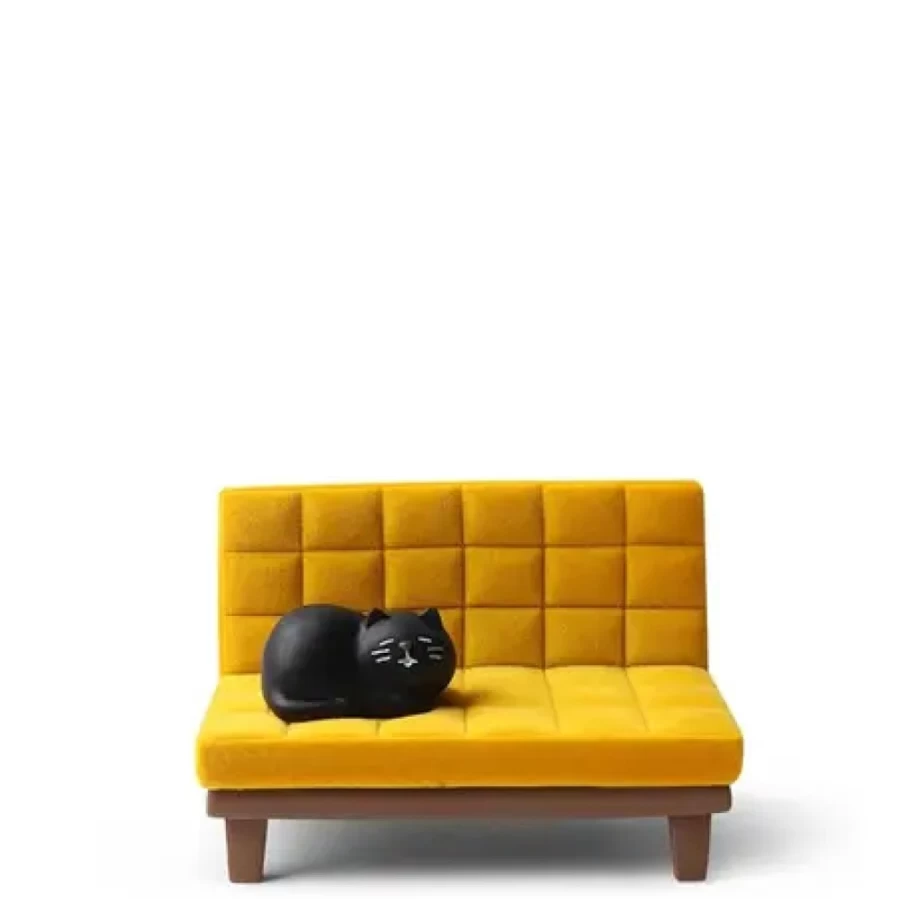 Miya Company Yellow Cat on Sofa Phone Stand - Adjustable Holder for Desk & Bedside