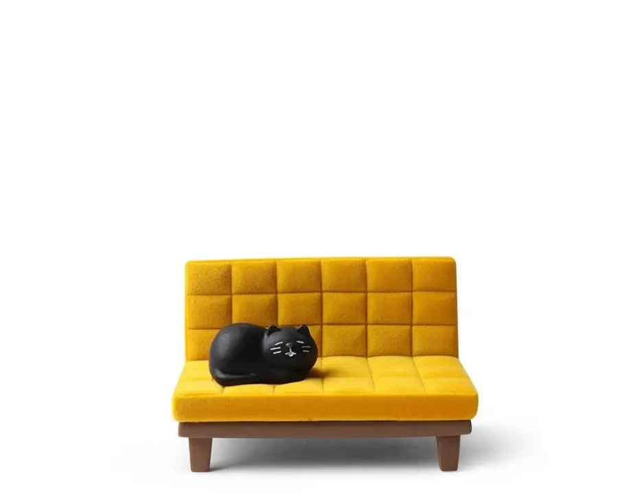 Miya Company Yellow Cat on Sofa Phone Stand - Adjustable Holder for Desk & Bedside