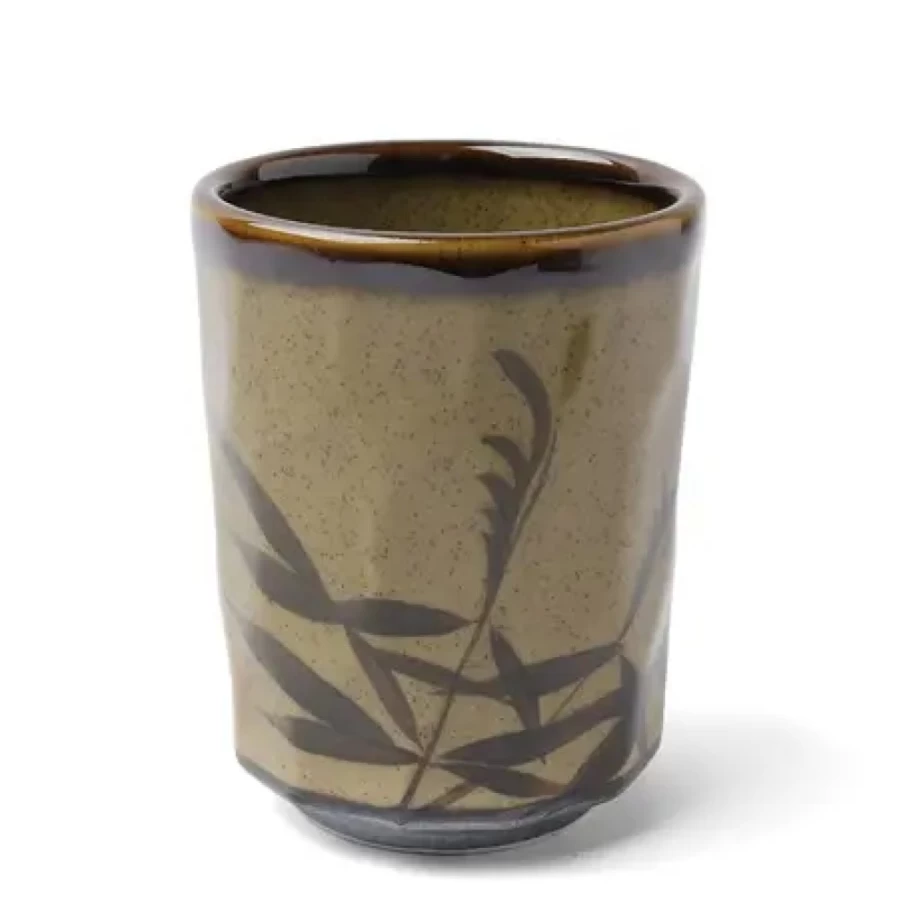 Miya Company Brown Sasa 8 Oz. Ceramic Teacup - Elegant Handcrafted Tea Cup for Daily Use