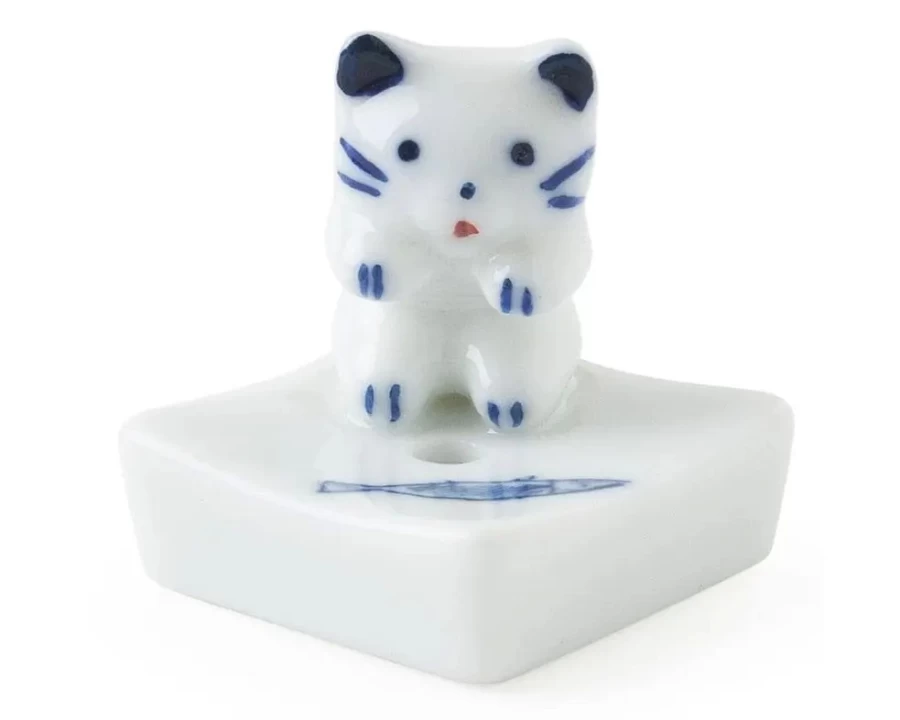 Miya Company Cat & Fish Ceramic Incense Holder - Unique Home Decor Gift