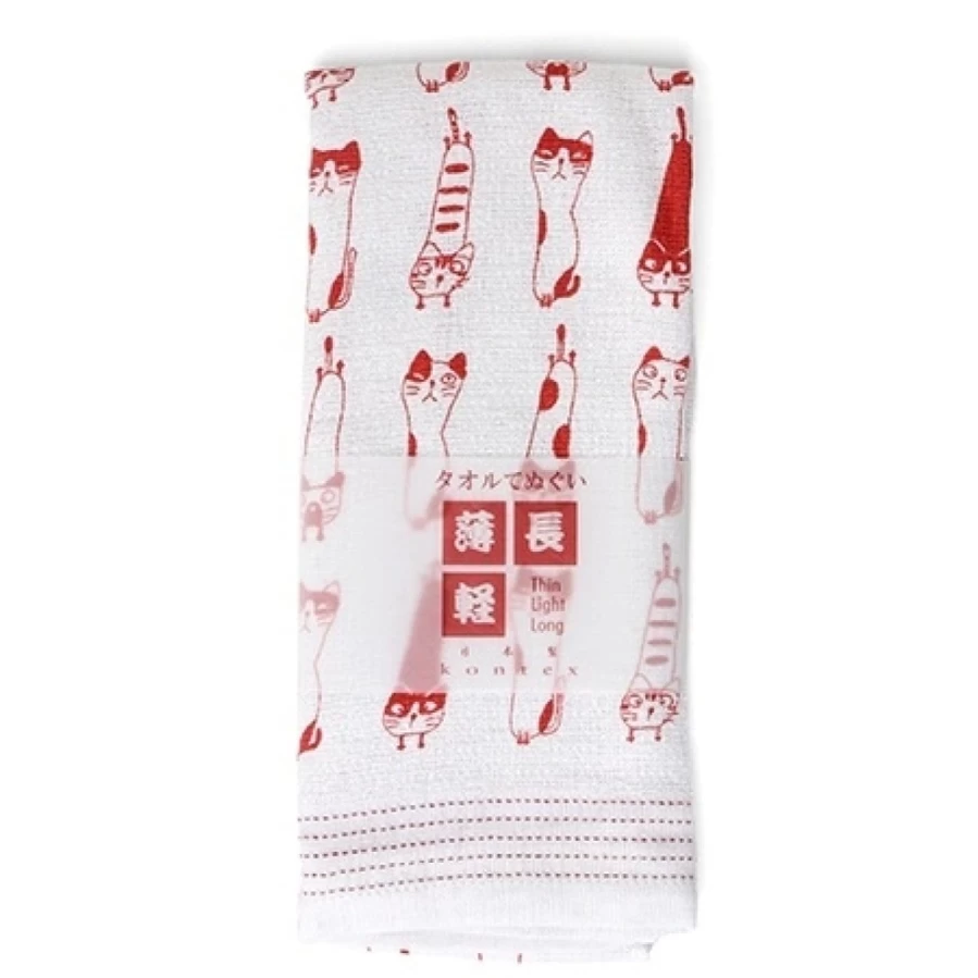 Miya Company Red Cat Design Premium Absorbent Tea Towel - Kitchen Dish Drying Cloth