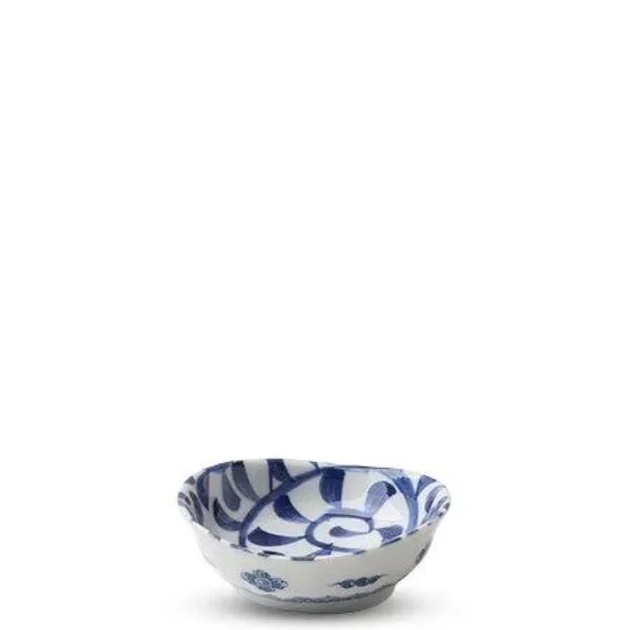 Miya Company Blue & White Karakusa Pattern 3.75" Ceramic Sauce Dish for Japanese Cuisine