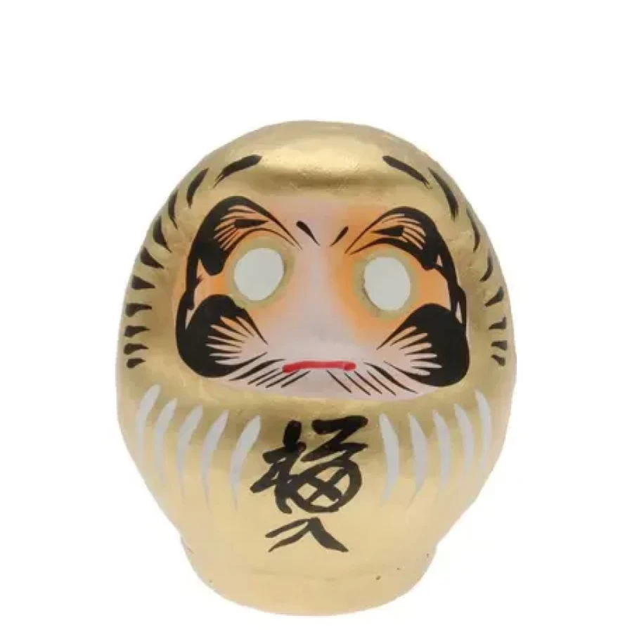 Miya Company Daruma Gold Wealth Figurine 3.75 Inch Lucky Charm for Prosperity and Success