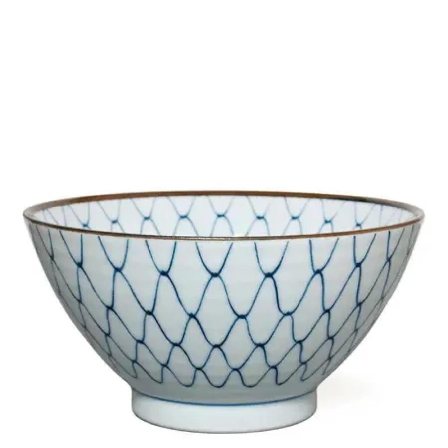 Miya Company 7" Ceramic Noodle Bowl - Elegant Sansui Landscape Design for Asian Cuisine