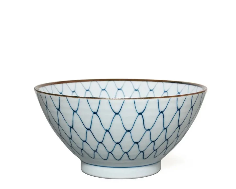 Miya Company 7" Ceramic Noodle Bowl - Elegant Sansui Landscape Design for Asian Cuisine