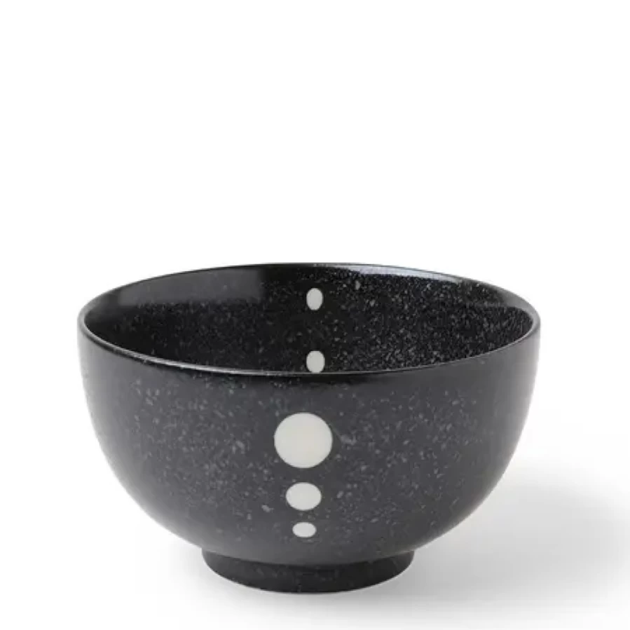 Miya Company 5-1/8" Satin Black Bowl with Elegant White Dots Design