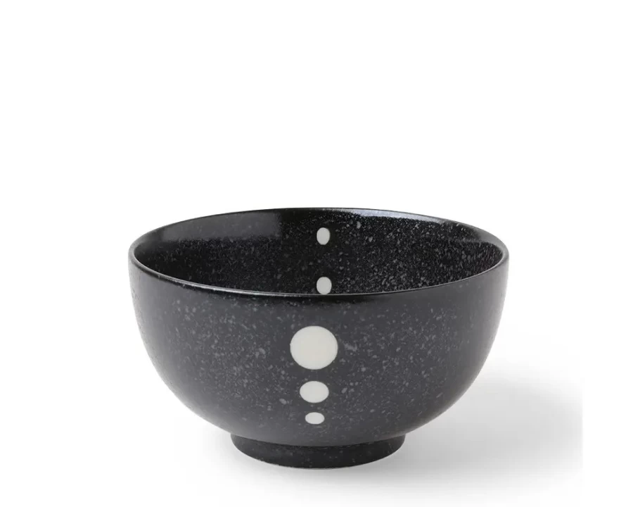 Miya Company 5-1/8" Satin Black Bowl with Elegant White Dots Design