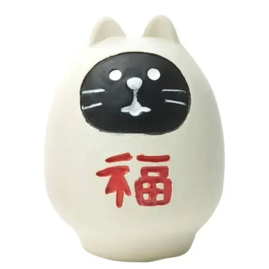 Miya Company Lucky Cat Daruma Figurine - Hand-Painted Japanese Maneki-Neko Statue for Good Fortune
