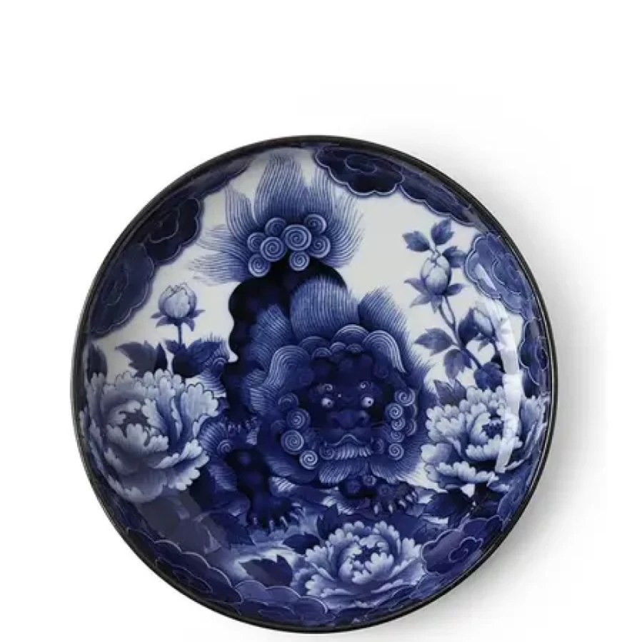 Miya Company Komainu Decorative Ceramic Plate 7.75 Inch Japanese Inspired Collectible Dish