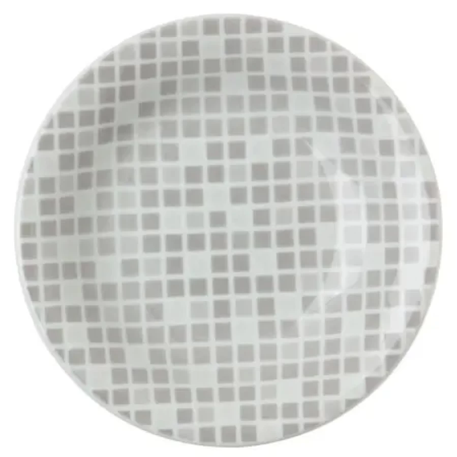Miya Company 6.5 Inch Round Gray Grid Decorative Plate - Elegant Dining & Serving Dish
