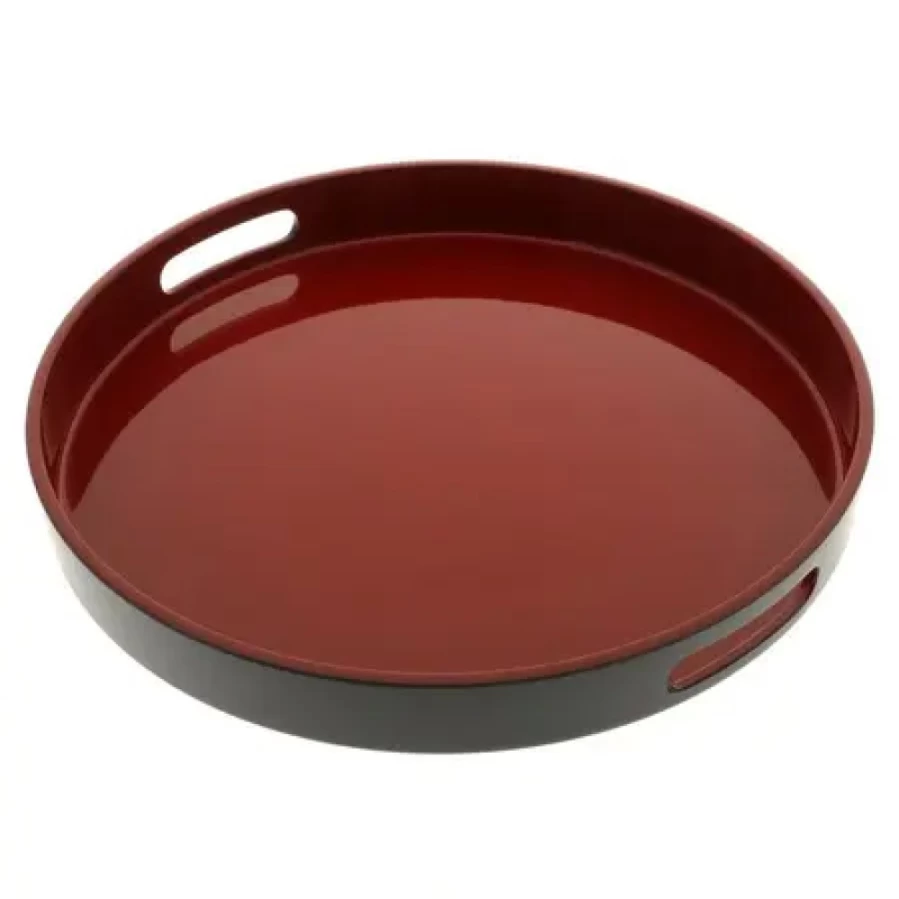 Miya Company 13.5" Black and Red Serving Tray - Durable Plastic Tray for Dining and Entertaining