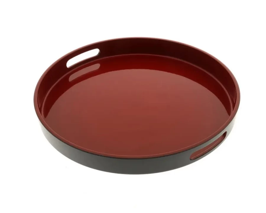 Miya Company 13.5" Black and Red Serving Tray - Durable Plastic Tray for Dining and Entertaining
