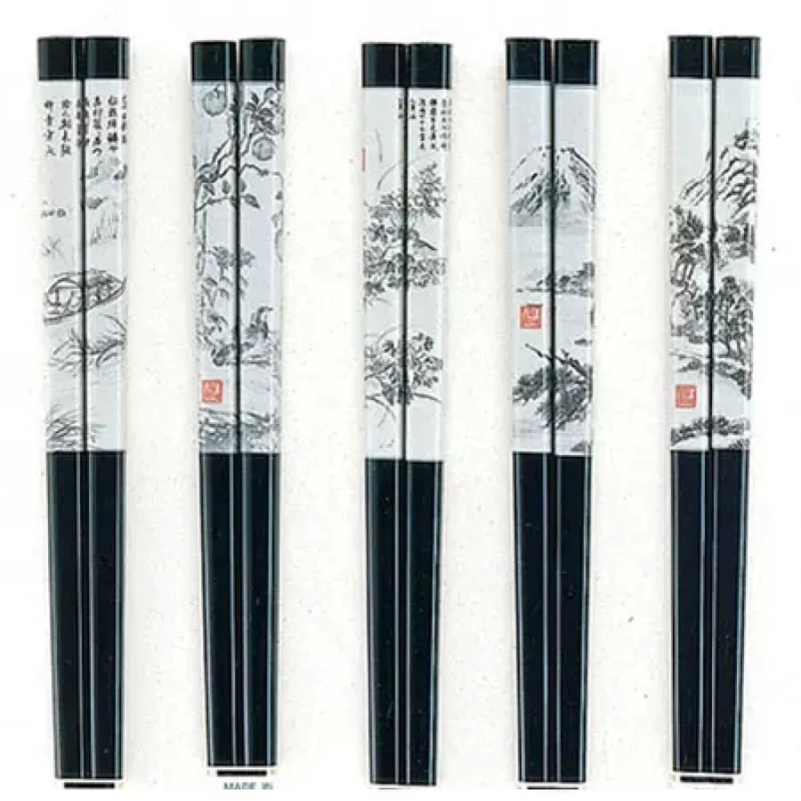 "Handcrafted Miya Company Bamboo Chopsticks with Exquisite Scroll Art Design"