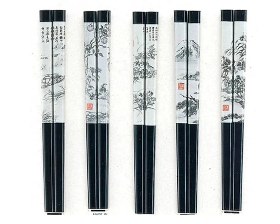 "Handcrafted Miya Company Bamboo Chopsticks with Exquisite Scroll Art Design"