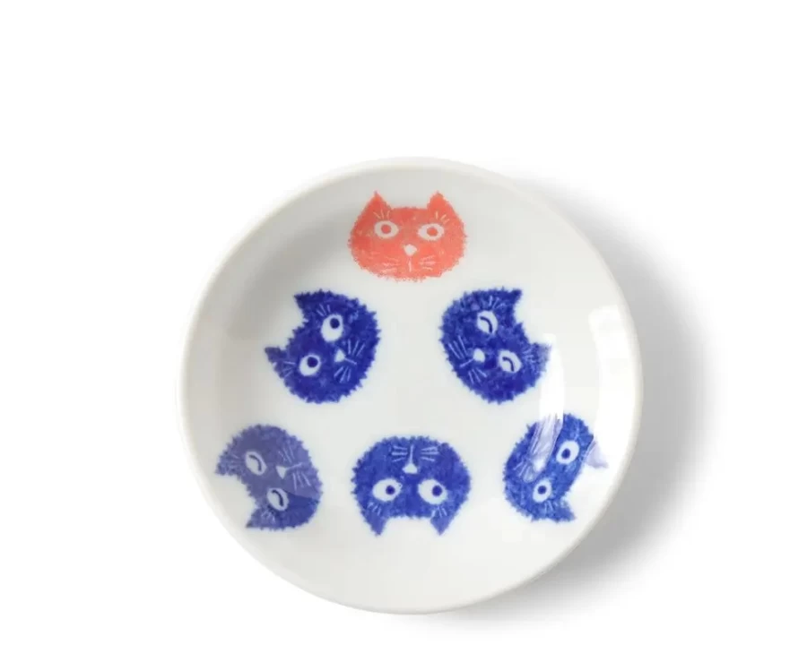 "Miya Company Cute Cat Face Sauce Dish - Ceramic Pet-Themed Condiment Bowl"