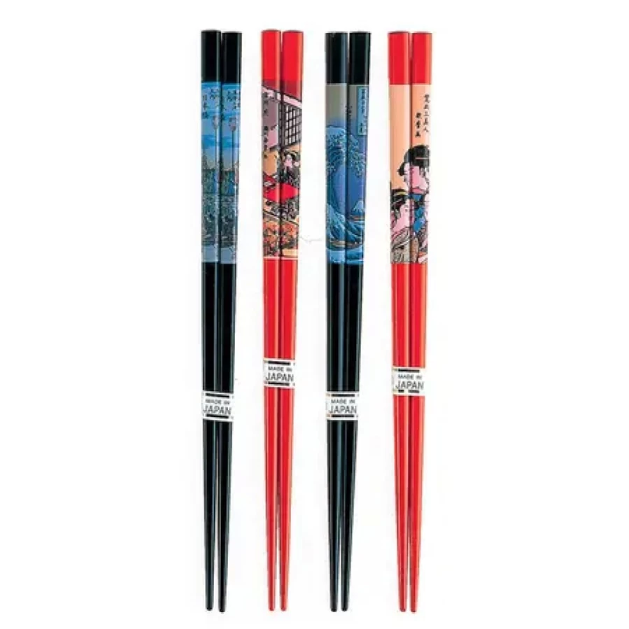 "Authentic Japanese Ukiyo-E Chopsticks Set by Miya Company – Handcrafted Traditional Art Chopsticks"