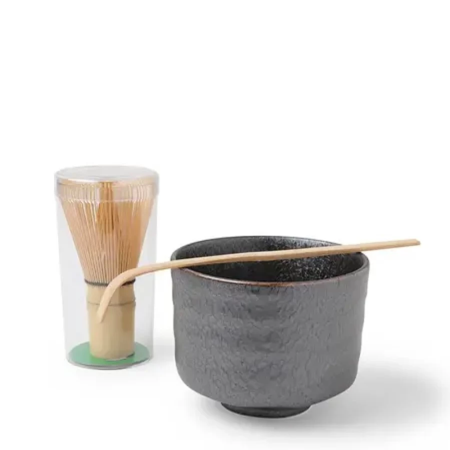 "Premium Matcha Tea Set by Miya Company – Elegant Peacock & Sepia Design"