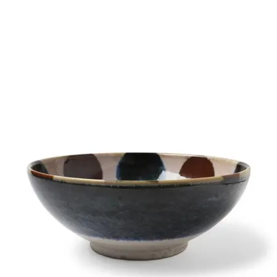 Rustic Dots 8.5" Shallow Bowl by Miya Company – Handcrafted Ceramic Decorative Serving Dish