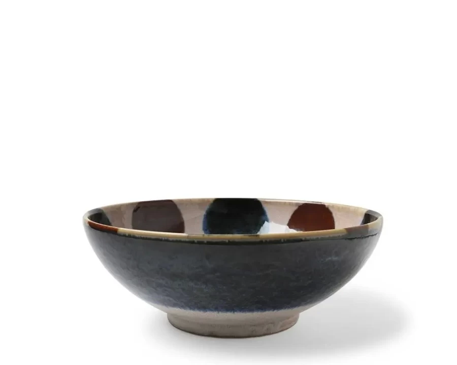 Rustic Dots 8.5" Shallow Bowl by Miya Company – Handcrafted Ceramic Decorative Serving Dish