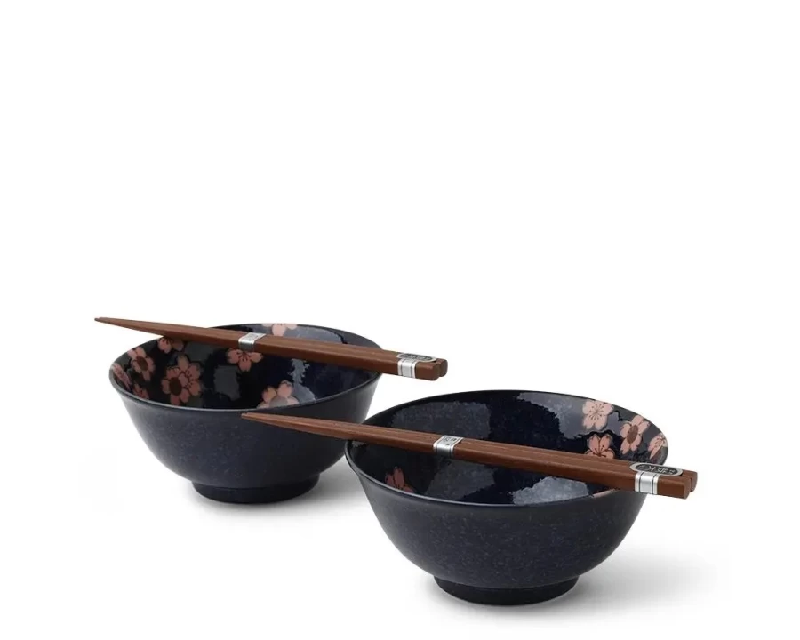 Miya Company Pink Sakura Ceramic Bowl Set - 5.75 Inch Japanese Cherry Blossom Dessert Bowls, Set of 2