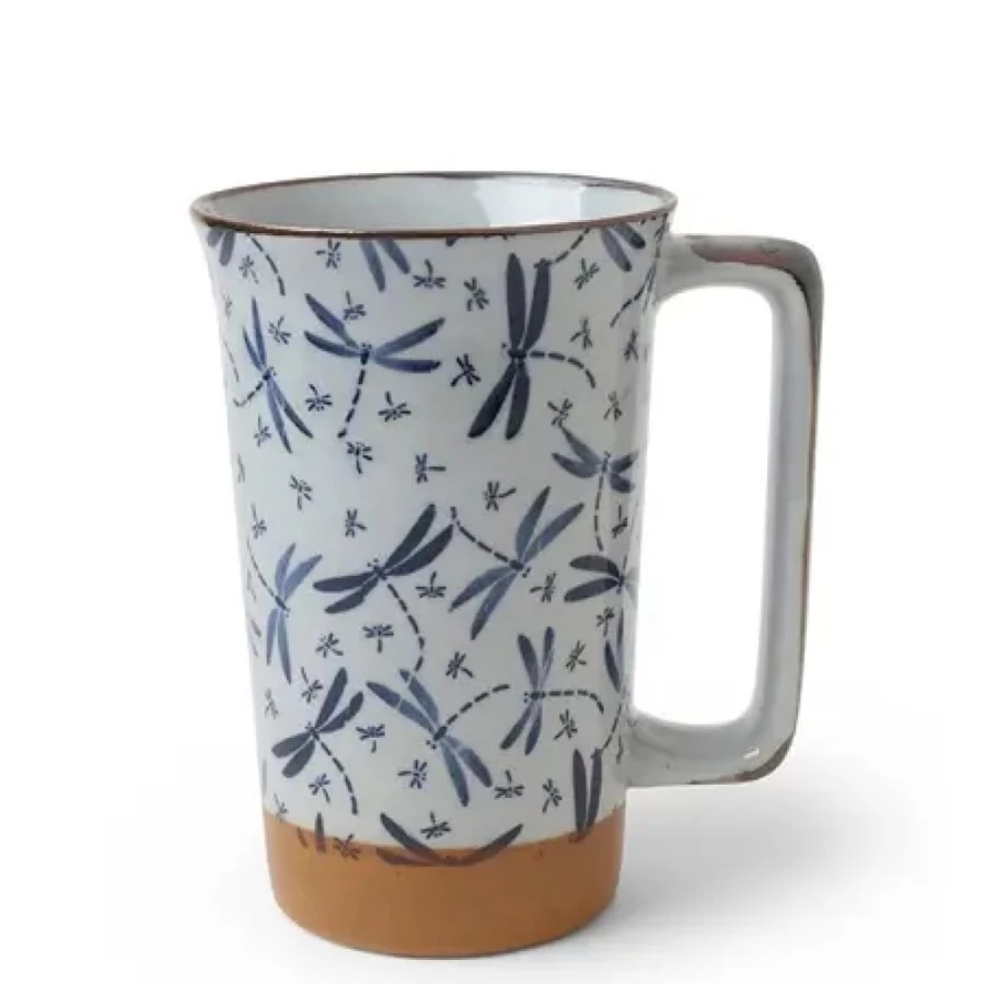 Miya Company Dragonflies Design 12 Oz Ceramic Tall Coffee Mug