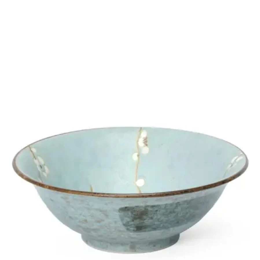 Miya Company Flared Bowl 7.75 Inch Spring Blossoms Design Ceramic Serving Bowl