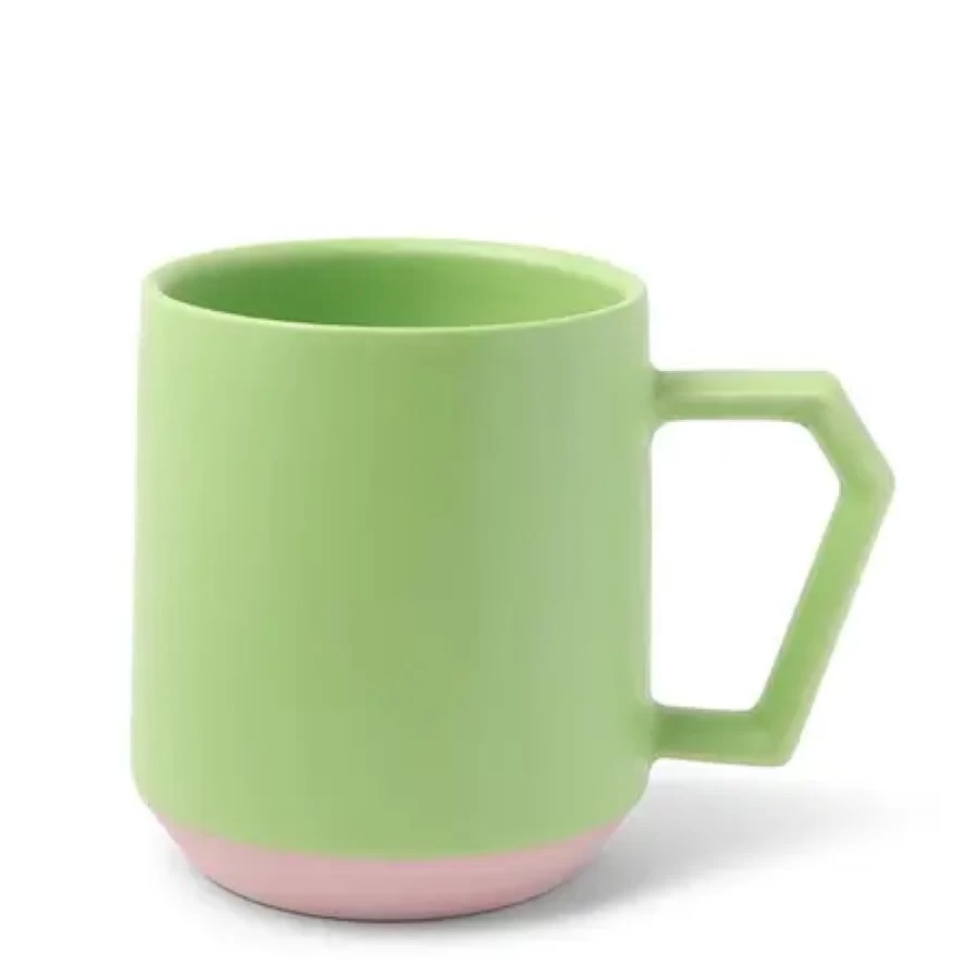 "MIYA COMPANY 12oz Pastel Green Ceramic Mug - Chips Design"