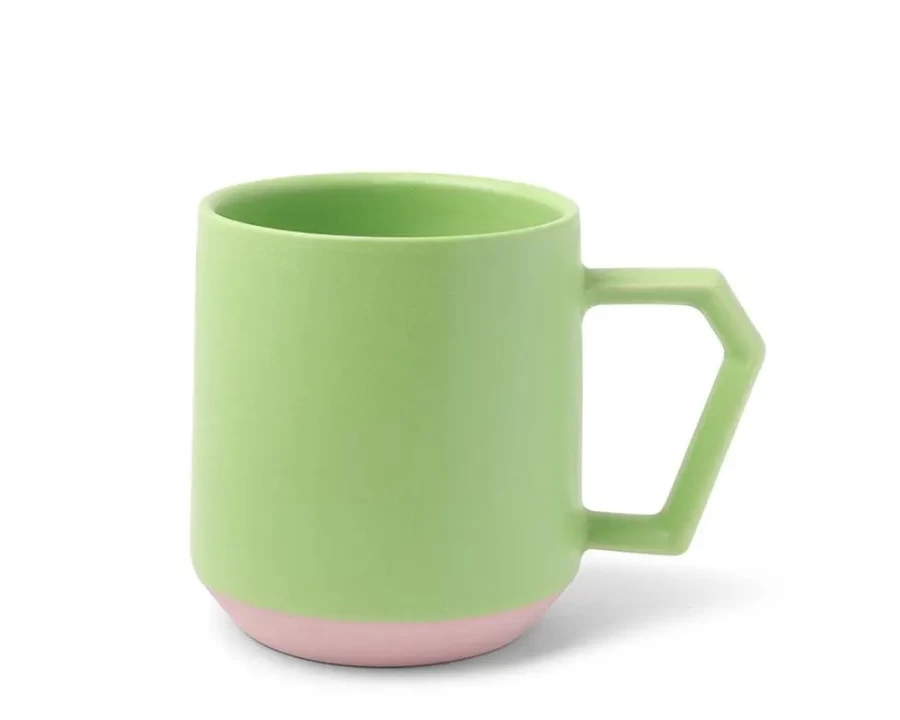 "MIYA COMPANY 12oz Pastel Green Ceramic Mug - Chips Design"